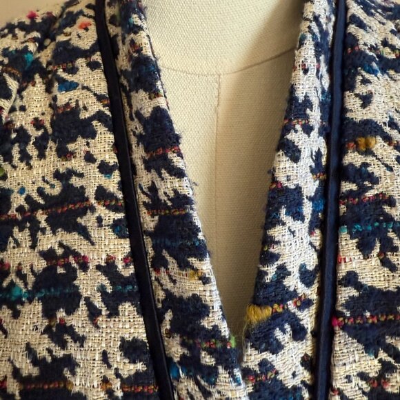 The Fold London Peplum Ivory and Navy Peplum jacket, size 4 - Picture 4 of 8